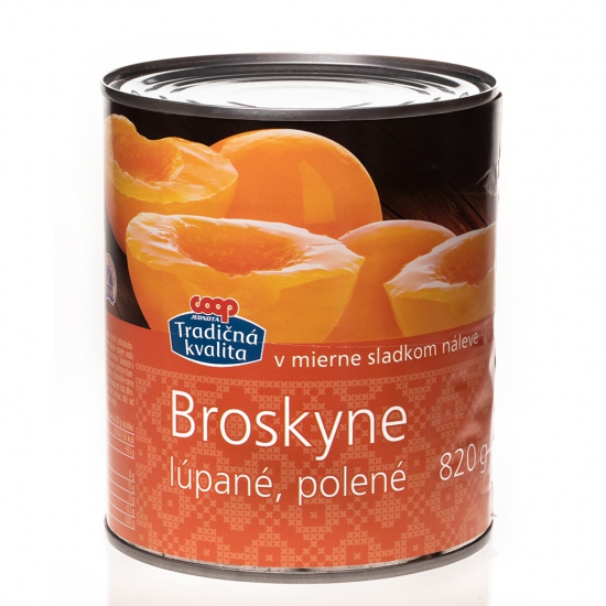 Broskyne lúpané, polené 820g 